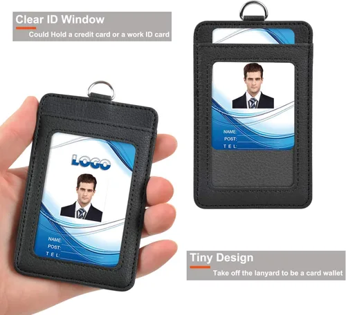 Vista 2 de Paquete de 2 soportes para tarjetas de identificación de piel sintética, soporte para tarjetas de identificación de Life-Mate con 1 ventana