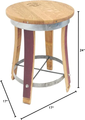 Vista 2 de Taburete de bar giratorio superior – Barril de vino hecho a mano Muebles de barril de vino (24 pulgadas)