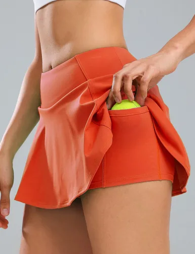 Vista 8 de 1a1a Faldas de tenis y golf para mujer con pantalones cortos y bolsillos de cintura alta, falda pantalón atlética deportiva