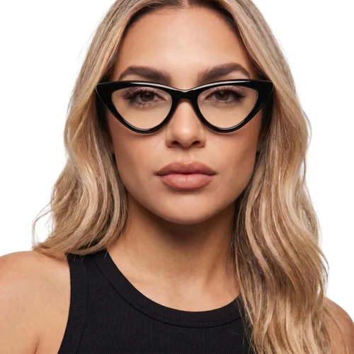 Vista 2 de 2SeeLife Lentes de lectura prémium TR-90 Cat Eye para mujer, estrechos, ajuste medio, marco resistente, bisagras de resorte, lectores elegantes Negro