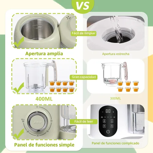 Vista 5 de AMZBABYCHEF Fabricante de Alimentos para Bebés, Procesador de Alimentos para Bebés y Vaporizador 4 en 1, Mezclador de Puré, Fabricante de Puré