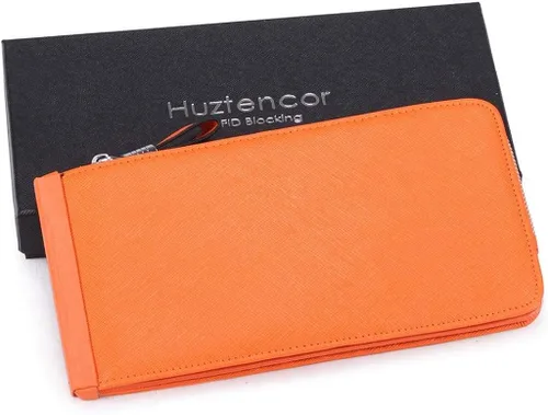 Vista 6 de Huztencor cartera de cuero con bolsillo para tarjeta de crédito bloqueo RFID, billetera, funda para tarjetas para mujer
