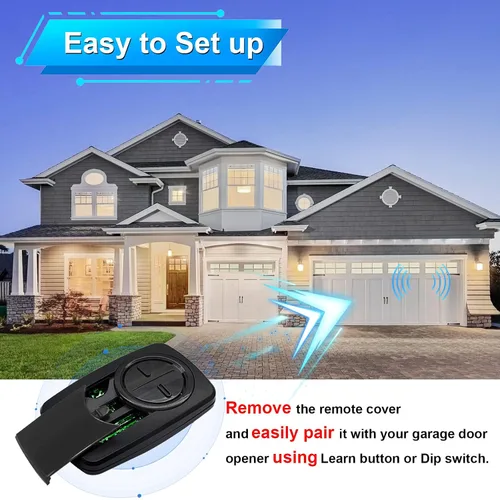 Vista 5 de Klik5u-bk2 klik3u-bk clicker Control remoto universal de 2 botones para abridor de puerta de garaje Chamberlain LiftMaster Craftsman, sin llave