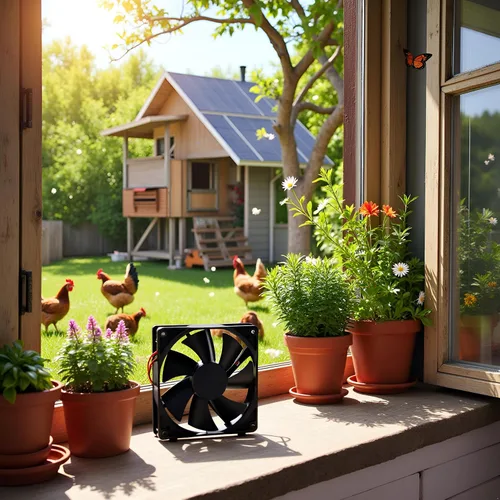 Vista 6 de Kit de ventilador de panel solar, ventilador de escape de 20 W para cocinas, invernaderos, casas de mascotas, gallineros, remolques, material ABS