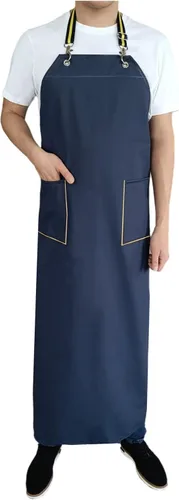 Vista 2 de Delantales de goma impermeables con bolsillos para lavavajillas, delantal impermeable para restaurante, correa ajustable para el cuello de 47