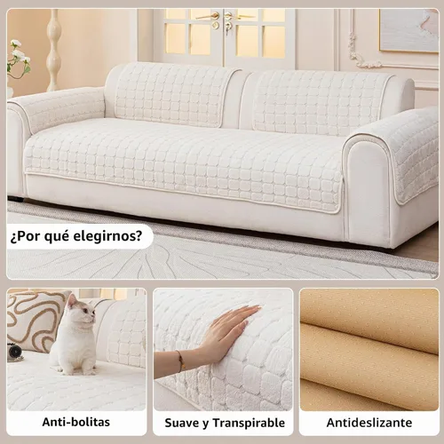 Vista 2 de Fundas de terciopelo lavables, funda de sofá cálida de felpa para sofá de un solo plaza, fundas divertidas y mullidas para sofá modular