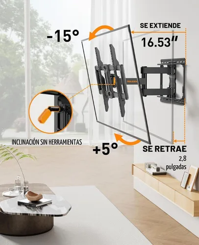 Vista 6 de Perlegear Soporte de pared para TV de movimiento completo para televisores