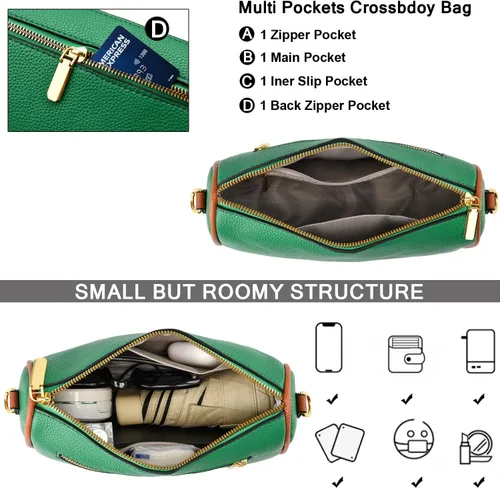 Vista 4 de YAVCOOL Bolso cruzado pequeño para mujer, con correa ancha, diseño moderno, bolso cruzado y bolso con cremallera superior
