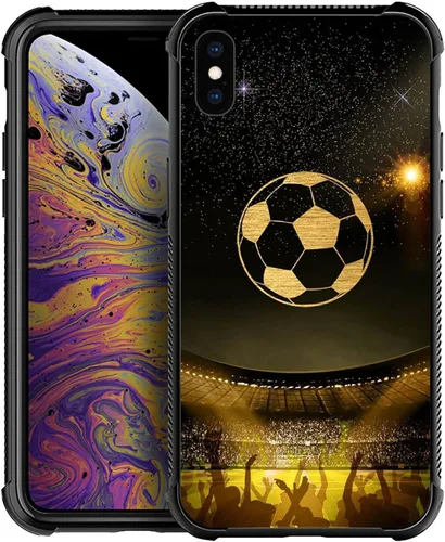 Vista 21 de Funda compatible con iPhone X/XS, diseño de bandera estadounidense de béisbol, TPU suave, a prueba de golpes, de vidrio templado, para iPhone X/XS