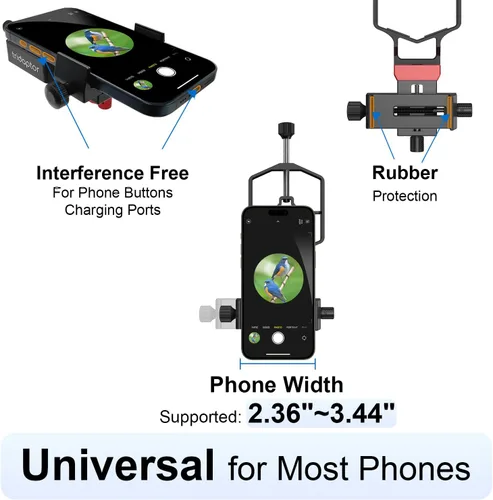 Vista 6 de tridaptor - Adaptador universal para digiscopio de alcance de teléfono, soporte de telescopio de metal XYZ de alta precisión de 3 ejes