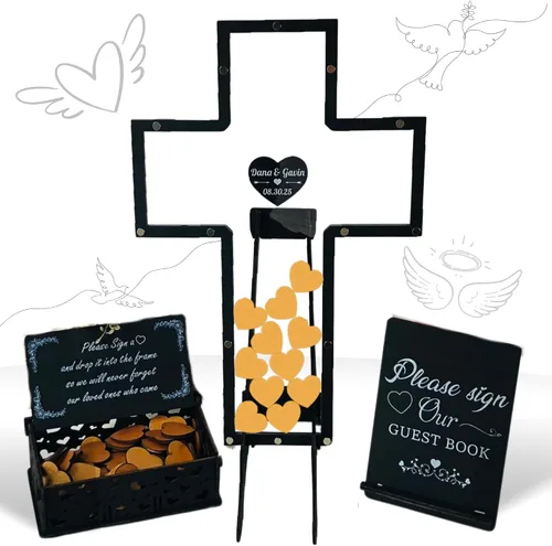 Vista 13 de Alternativa de libro de invitados de boda de bola negra personalizada, idea de libro de invitados de boda de madera, libro de invitados con temática