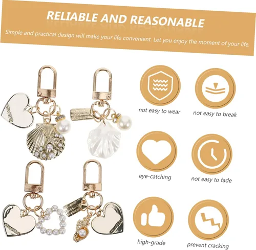 Vista 9 de Llavero con forma de concha para niñas, regalo para mujer, con forma de corazón de perla