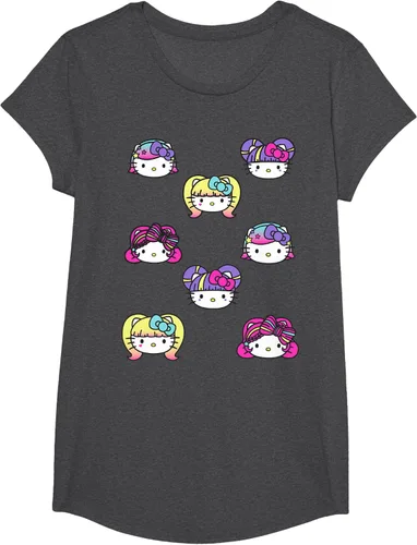 Vista 45 de hello kitty Kawaii Multi peinado Tee, Azul (Heather blue)