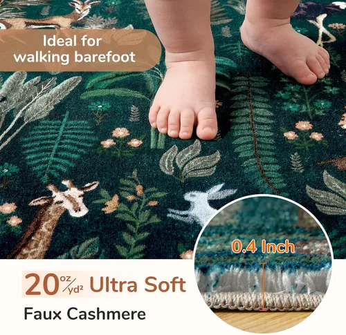 Vista 112 de OPPODREAM Alfombras suaves, pequeñas y lavables con parte trasera antideslizante, alfombra de cachemira sintética de pelo bajo, 2 x 3 pies, azul