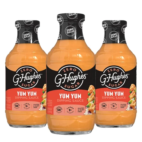Vista 17 de G Hughes Salsa de chile dulce sin azúcar de 18 onzas (paquete de 3) Salsas de inmersión y adobos que son libres de gluten, bajas en carbohidratos