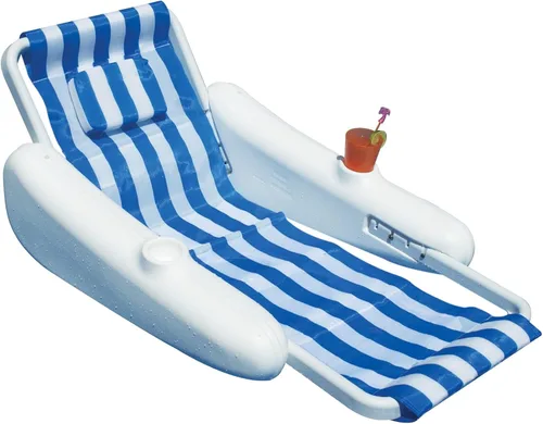 Vista 5 de Silla flotante Sunchaser de 66 pulgadas con respaldo a rayas azules y blancas