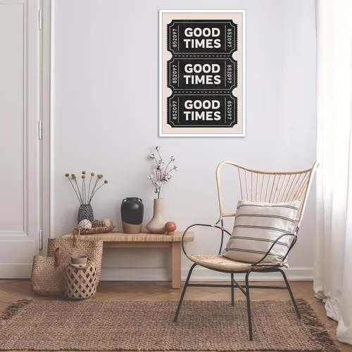 Vista 6 de Póster vintage negro con texto en inglés "Good Times" (Good Times) para habitación negra, estética, arte de pared, bar, carrito, impresiones