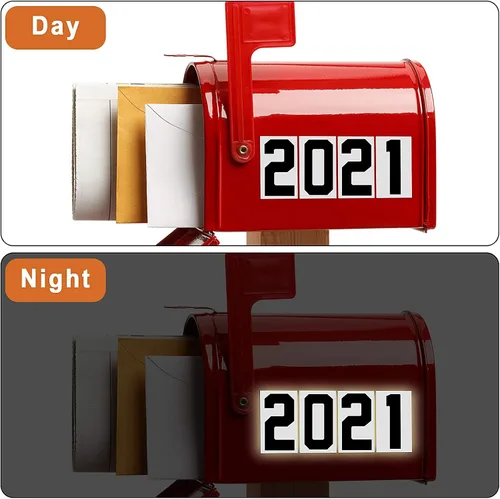 Vista 4 de 100 calcomanías reflectantes para números de buzón, autoadhesivas, reflectantes en letras mayúsculas, calcomanías de vinilo para buzón para Negro