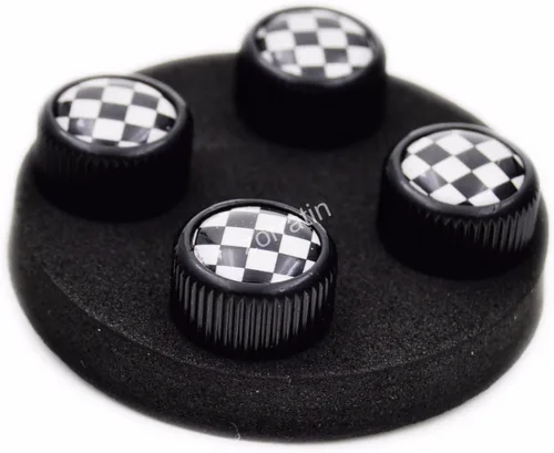 Vista 4 de Zorratin 4X Tapas de Válvula de Neumático con Bandera de Carreras a Cuadros Negros BW para BMW Mini Cooper r50 r53 r56 r56n f55 f56 r55 r52 r57 r58