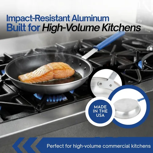 Vista 4 de Vollrath Wear-Ever CeramiGuard II sartén para freír con mango, Negro/Azul