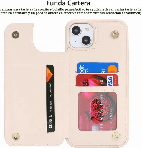 Vista 7 de iCoverCase Compatible con iPhone 13 Funda de Teléfono con Portarjetas, Funda Billetera para Mujeres y Hombres Bloqueo RFID Funda Protectora de Cuero