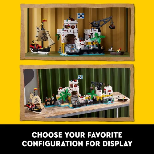 Vista 6 de LEGO Icons Eldorado - Kit de construcción de fortaleza, regalo pirata, incluye barco pirata y 8 minifiguras, idea de regalo nostálgica para adultos
