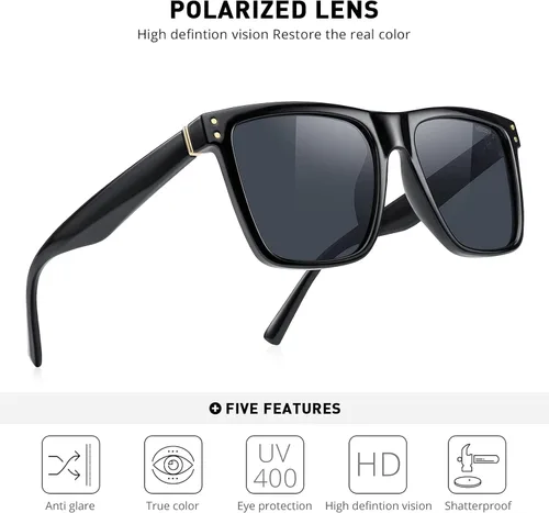 Vista 5 de MERRYS Gafas de sol polarizadas para hombre y mujer estilo retro UV 400