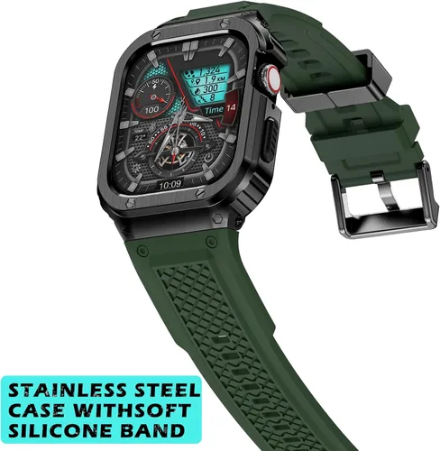 Vista 2 de Correa Deczone con Estuche de Acero Inoxidable Compatible con Apple Watch Series 9 8 7 SE 3 2 1/6 5 4 S 3 2 1 41mm 40mm 38mm, Bandas para iWatch