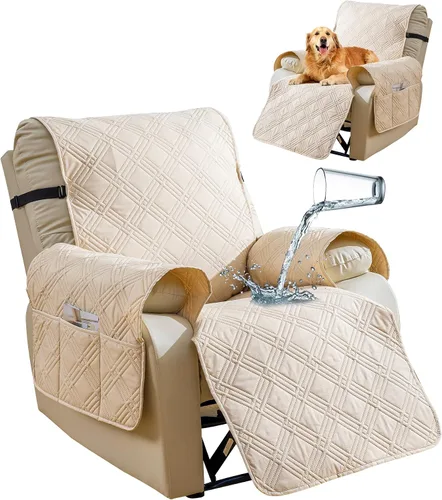 Vista 13 de Funda impermeable para silla reclinable, fundas para silla reclinable de gran tamaño reversibles con bolsillo, fundas para silla reclinable
