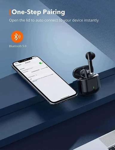 Vista 3 de Easy-Take Auriculares inalámbricos Bluetooth 5.0 con ciclo de reproducción de 30 horas con micrófono integrado IPX6 impermeable con estuche de carga