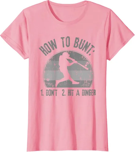 Vista 14 de Cómo Bunt Don't Hit A Dinger - Camiseta divertida de béisbol y sóftbol, Negro, S