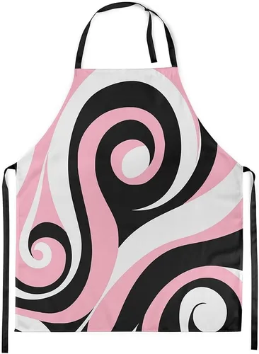 Vista 30 de Castle Fairy Delantal de cocina geométrico en espiral, moderno delantal impermeable con rayas simples para adultos (sin bolsillo), 31 x 26 pulgadas