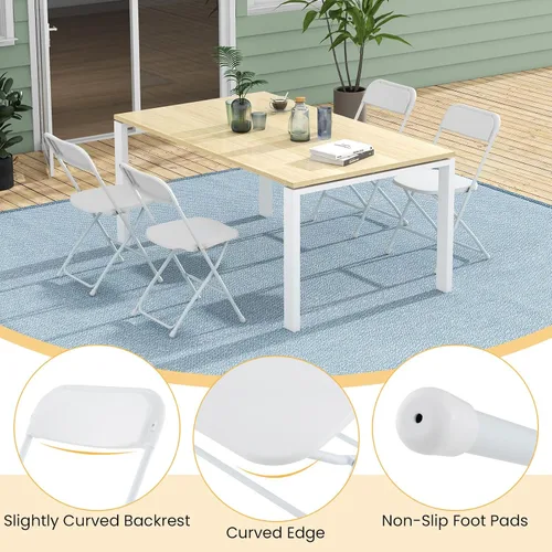 Vista 4 de Giantex Silla plegable con asiento y respaldo de plástico, marco de metal resistente, capacidad estática de 770 libras, asiento comercial