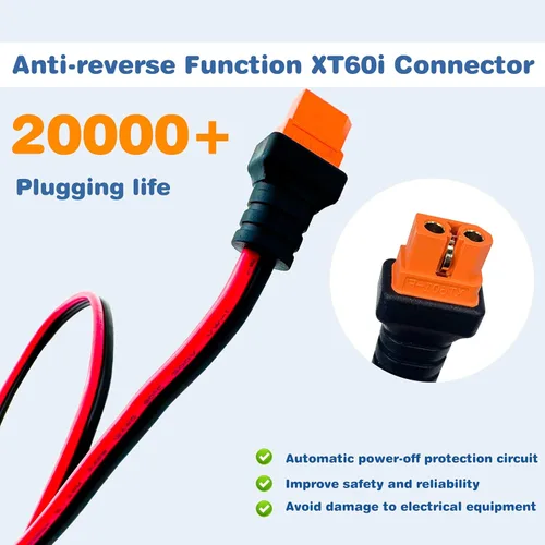 Vista 2 de Cable de extensión de carga solar a XT60i de 3 pies/6 pies/12 pies/25 pies/50 pies, conectores solares a adaptador XT60i para centrales eléctricas