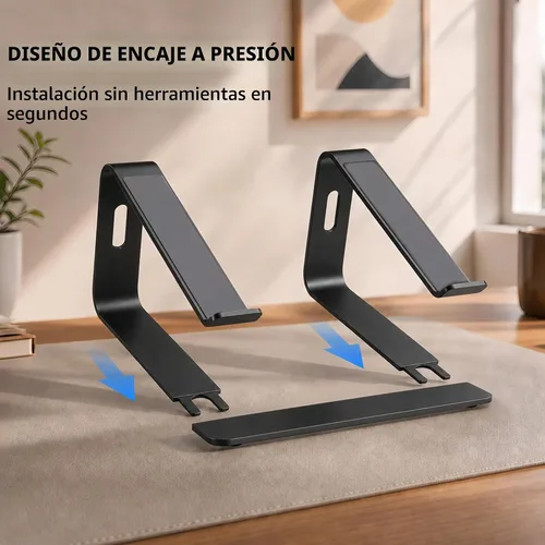 Vista 6 de Orionstar - Soporte portátil para laptop de aluminio, elevador de laptop compatible con Mac MacBook Air Pro de 10 a 15.6 pulgadas, soporte A-Negro