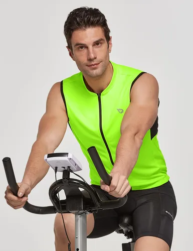 Vista 6 de BALEAF Camiseta de ciclismo sin mangas para hombre, camiseta de ciclismo de carretera, camisetas sin mangas, bolsillos con cremallera completa, SPF