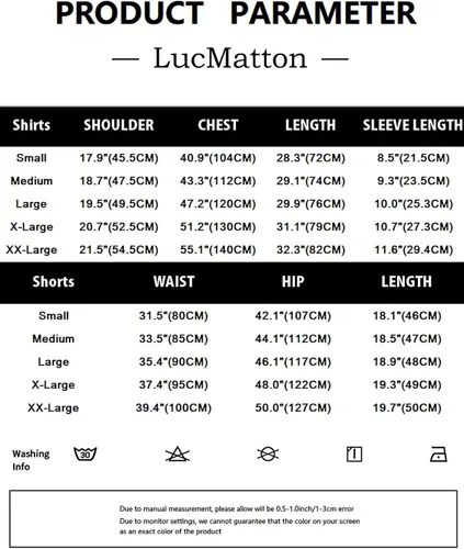 Vista 7 de LucMatton Conjunto de 2 piezas de verano para hombre, casual, algodón, lino, estampado, trajes de vacaciones con bolsillos