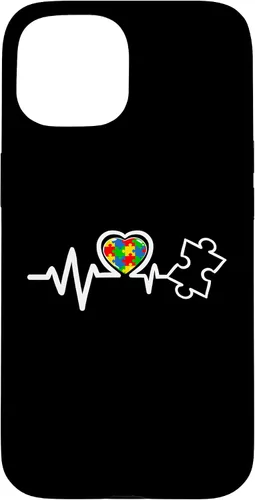 Vista 6 de Heart Puzzle Piece Heartbeat Cool Autism Awareness Case for iPhone 16