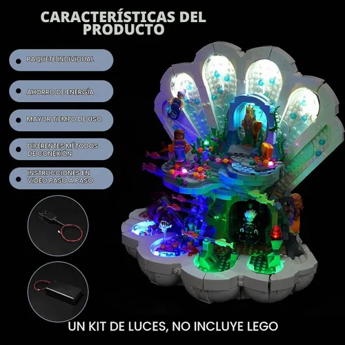 Vista 4 de BrickBling Luz LED compatible con Lego La Sirenita Royal Clamshell juego de construcción (modelo no incluido), iluminación creativa compatible