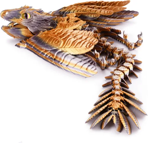 Vista 17 de Guwewu Wyvern Emplumado, Dragón Fidget Articulado Impreso en 3D - Azurewing