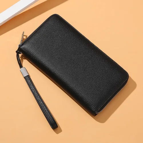 Vista 7 de Mitsoly Cartera larga de piel con bloqueo RFID para mujer, con cremallera alrededor de moneda, cartera de gran capacidad, 18 ranuras para tarjetas