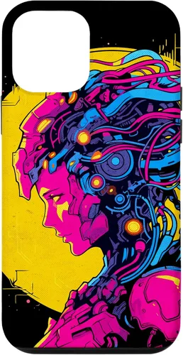 Vista 16 de Funda estilo anime futurista Cyberpunk para iPhone 16 Robot Woman