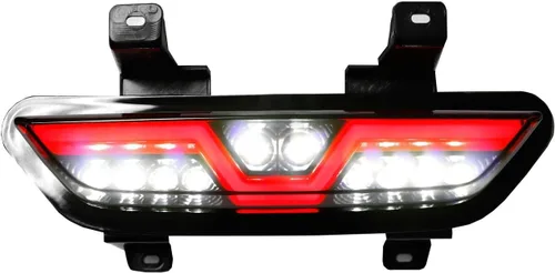 Vista 4 de iJDMTOY Foglamp LED trasera de lente ahumada compatible con Ford Mustang 2015-2017, montaje de luz trasera LED roja completa funciona como luz
