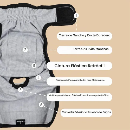 Vista 4 de Leekalos - Pañales reutilizables y lavables para perras (paquete de 3 unidades) - Pañales para perros altamente absorbentes - Tamaño ajustable