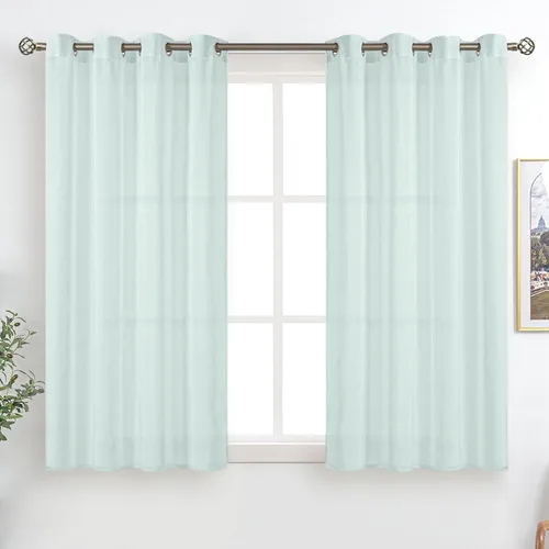 Vista 43 de BGment Cortinas cortas de lino transparente de 40 pulgadas para cafetería, con ojales, filtrado de luz, semitransparentes para ventanas pequeñas