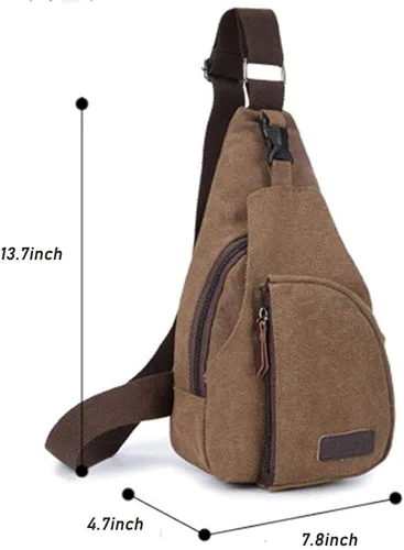 Vista 3 de Q QICHUANG Mochila cruzada pequeña de lona, mochila para senderismo, mochila para hombres y mujeres, al aire libre, ciclismo, viajes