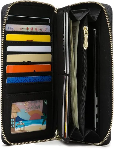Vista 67 de Cartera de mano para mujer, estilo bohemio, con RFID, elegante, espaciosa con correa para viajes, capacidad para tarjetas, teléfono, dinero