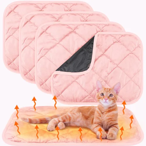 Vista 15 de Paquete de 4 Almohadillas Autocalentables para Gatos, Alfombrilla Autocalentable para Perros que Refleja el Calor Corporal, Almohadilla Térmica Negro