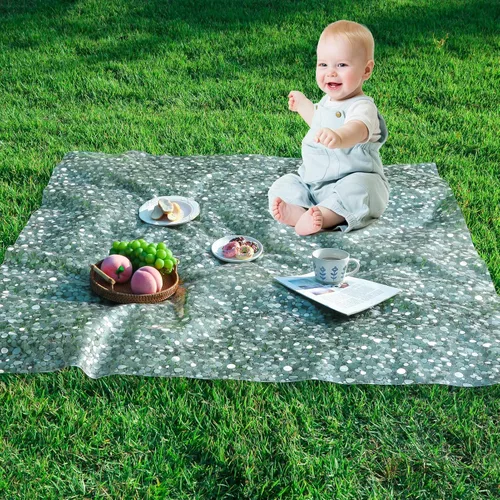 Vista 5 de Alfombrilla de plástico para bebé, alfombrilla de vinilo de fácil limpieza para el desorden alimentario, protector de piso impermeable para silla