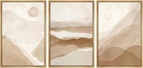 Vista 24 de SIGNWIN Framed Canvas Print Wall Art Set Duotone Pastel Grunge Polygons Abstract Geometric Illustrations Minimalism Modern Art Decorative Boho for